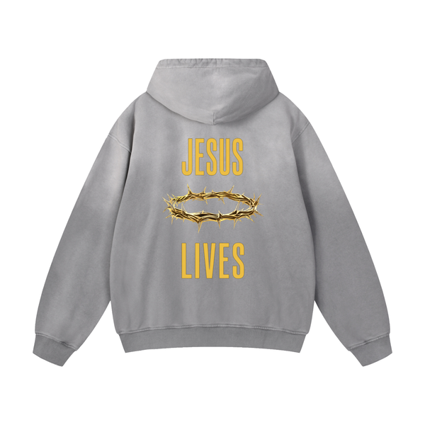 Jesus Lives Vintage Washed Oversized Hoodie