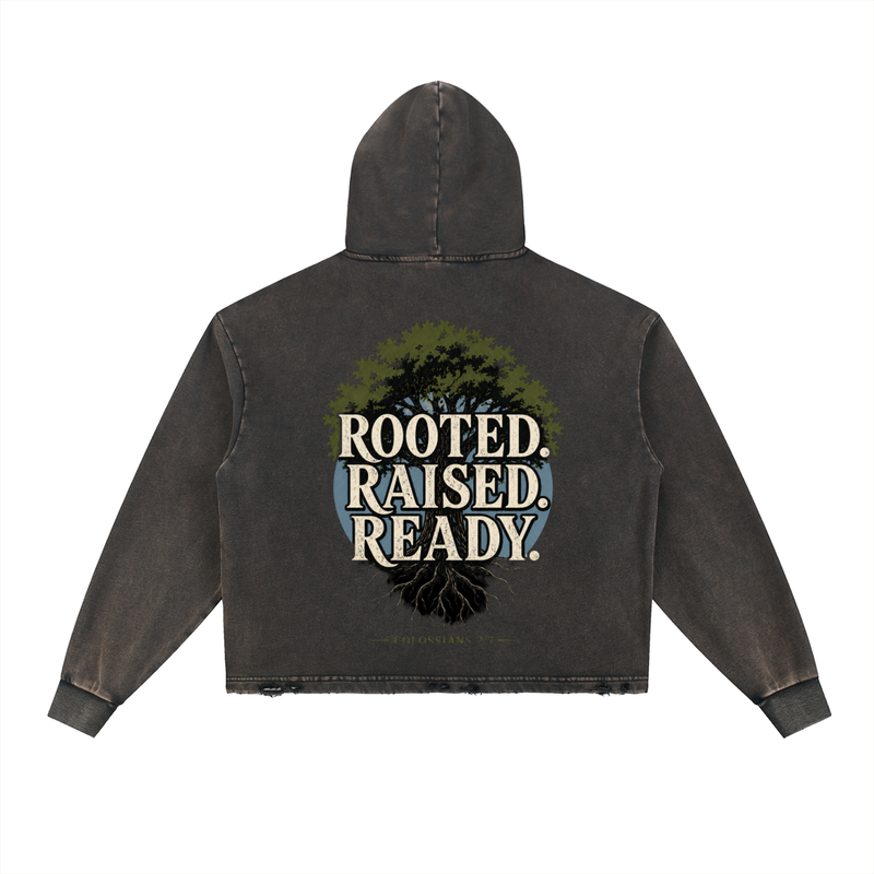 Vintage Washed Frayed-Hem Hoodie